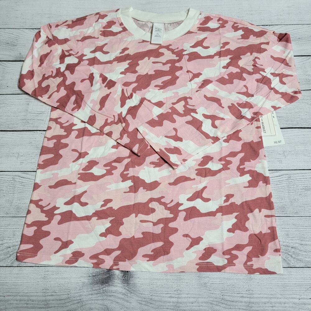 Melrose and Market Long Sleeve Shirt Pink Camo Girls Size Large (10/12)